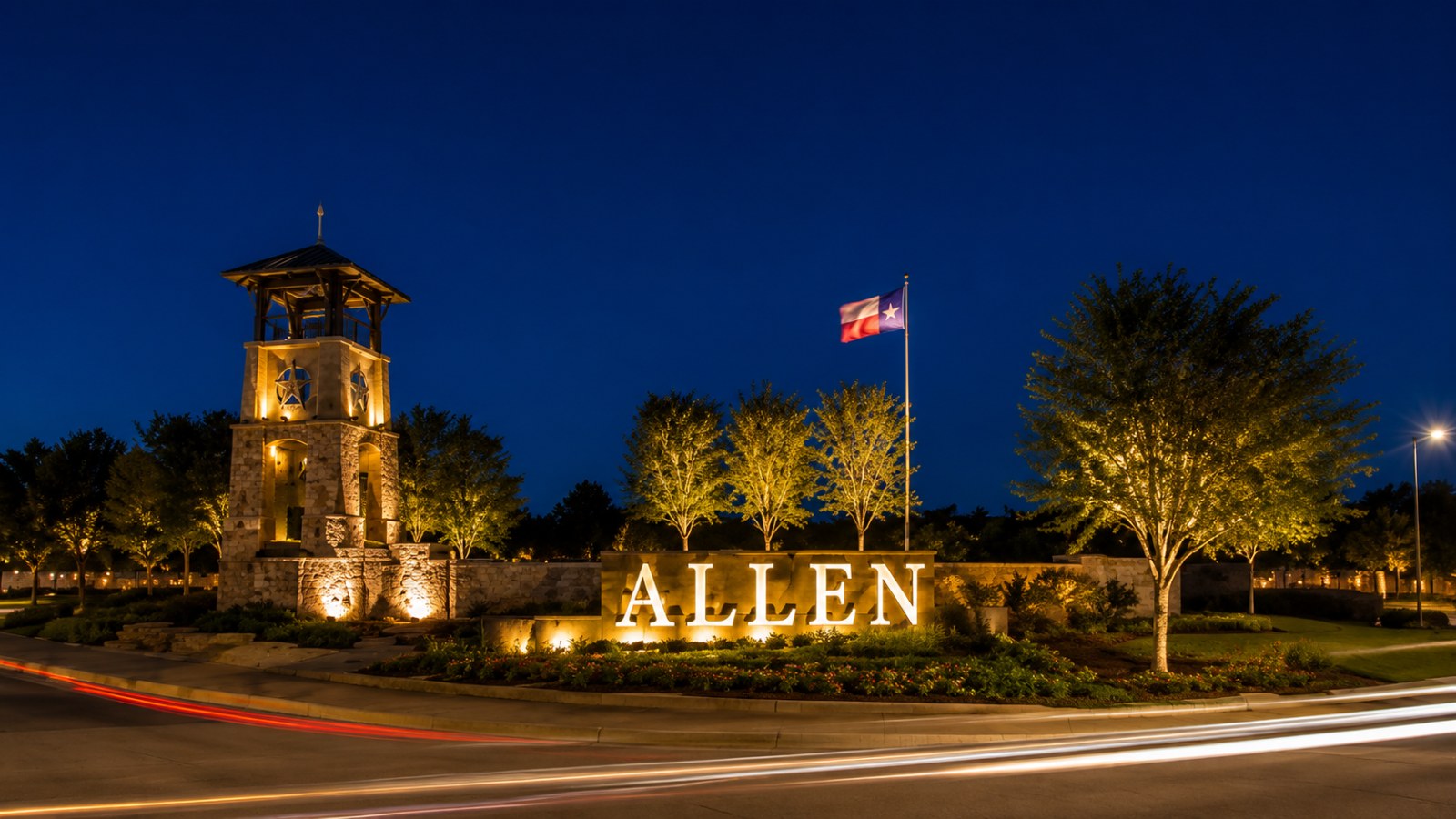 Allen community landmarks, trails, and established neighborhoods in Allen, Texas