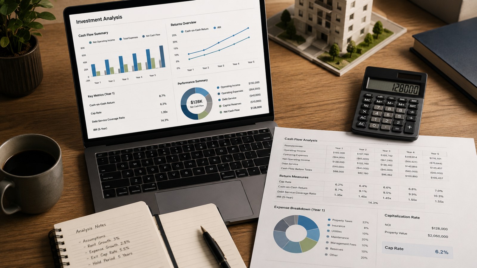 Cash-flow and return analysis for a property