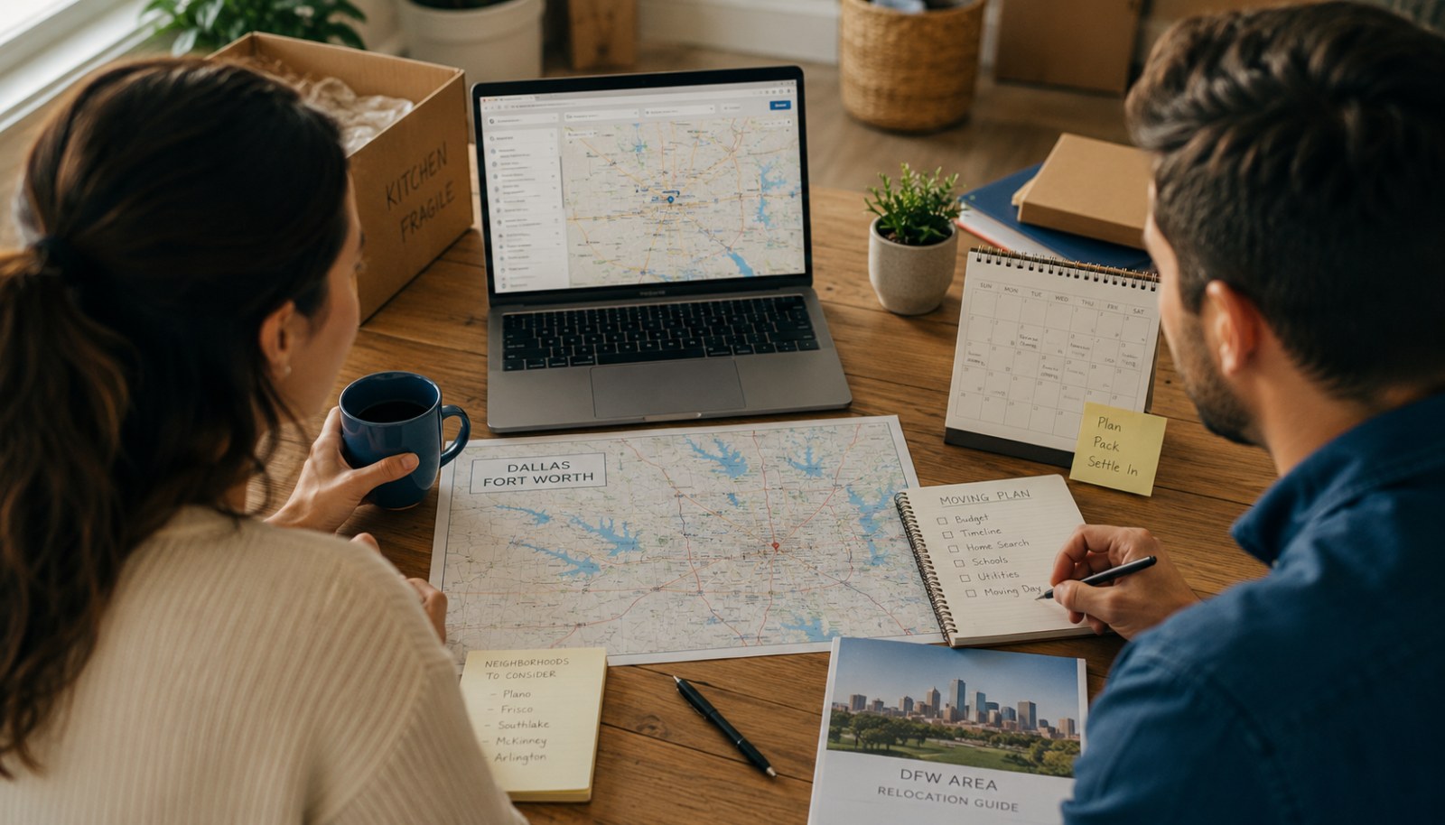 Relocation search planning with a map and priorities