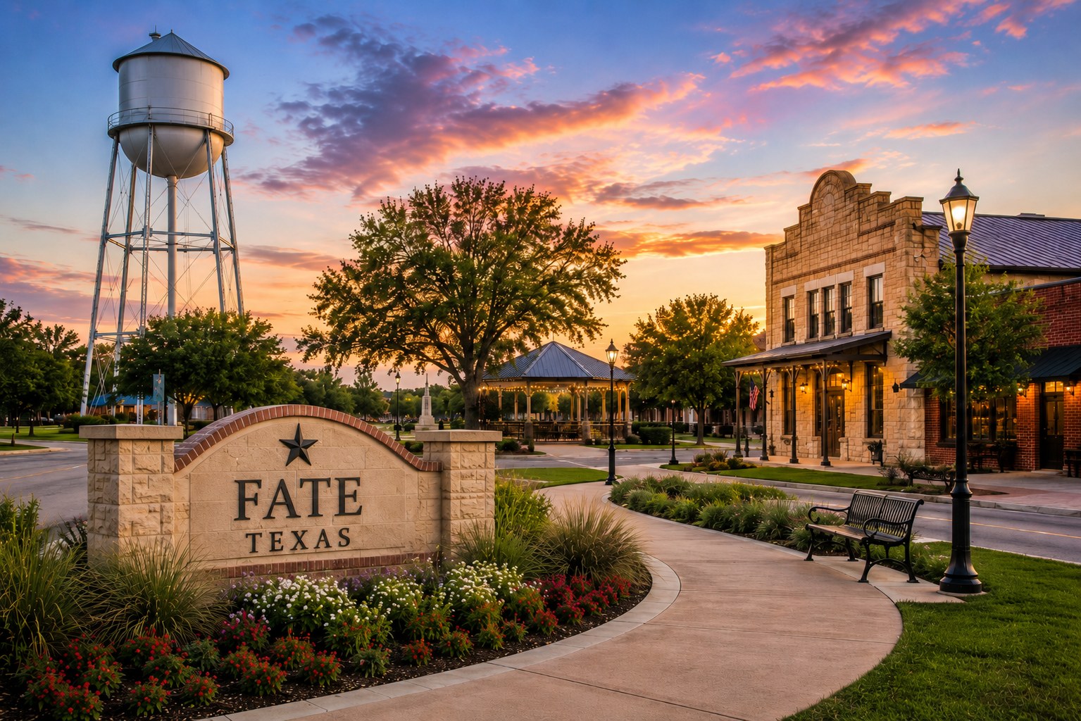 Fate, Texas community and residential streetscape