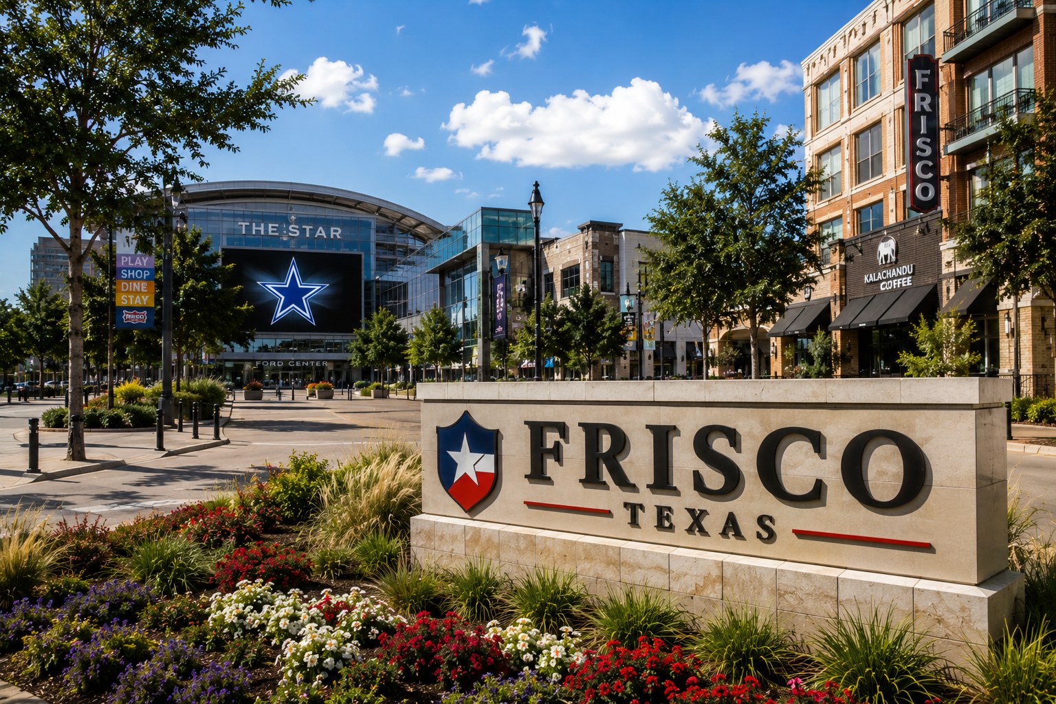 Frisco, Texas community and residential streetscape