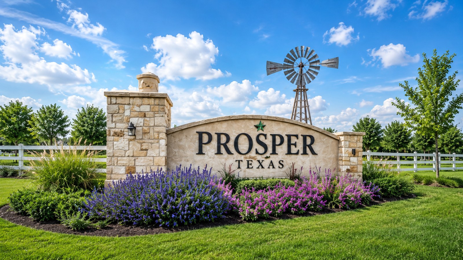Prosper community landmarks, parks, and newer residential development in Prosper, Texas