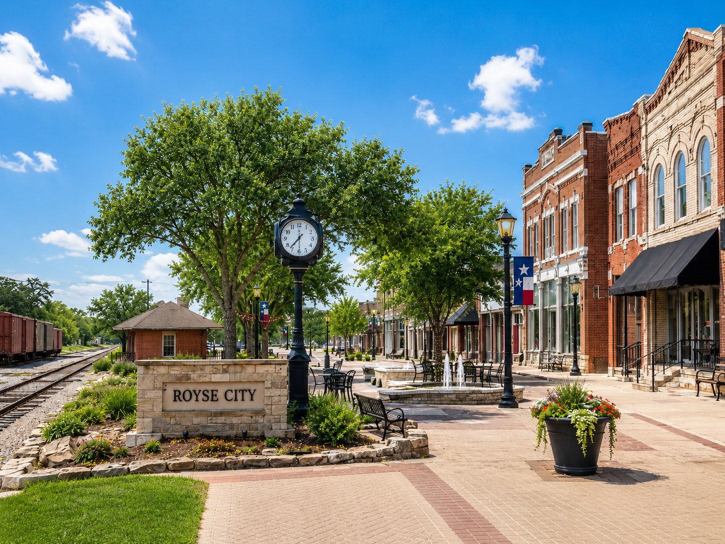 Royse City, Texas community and residential streetscape